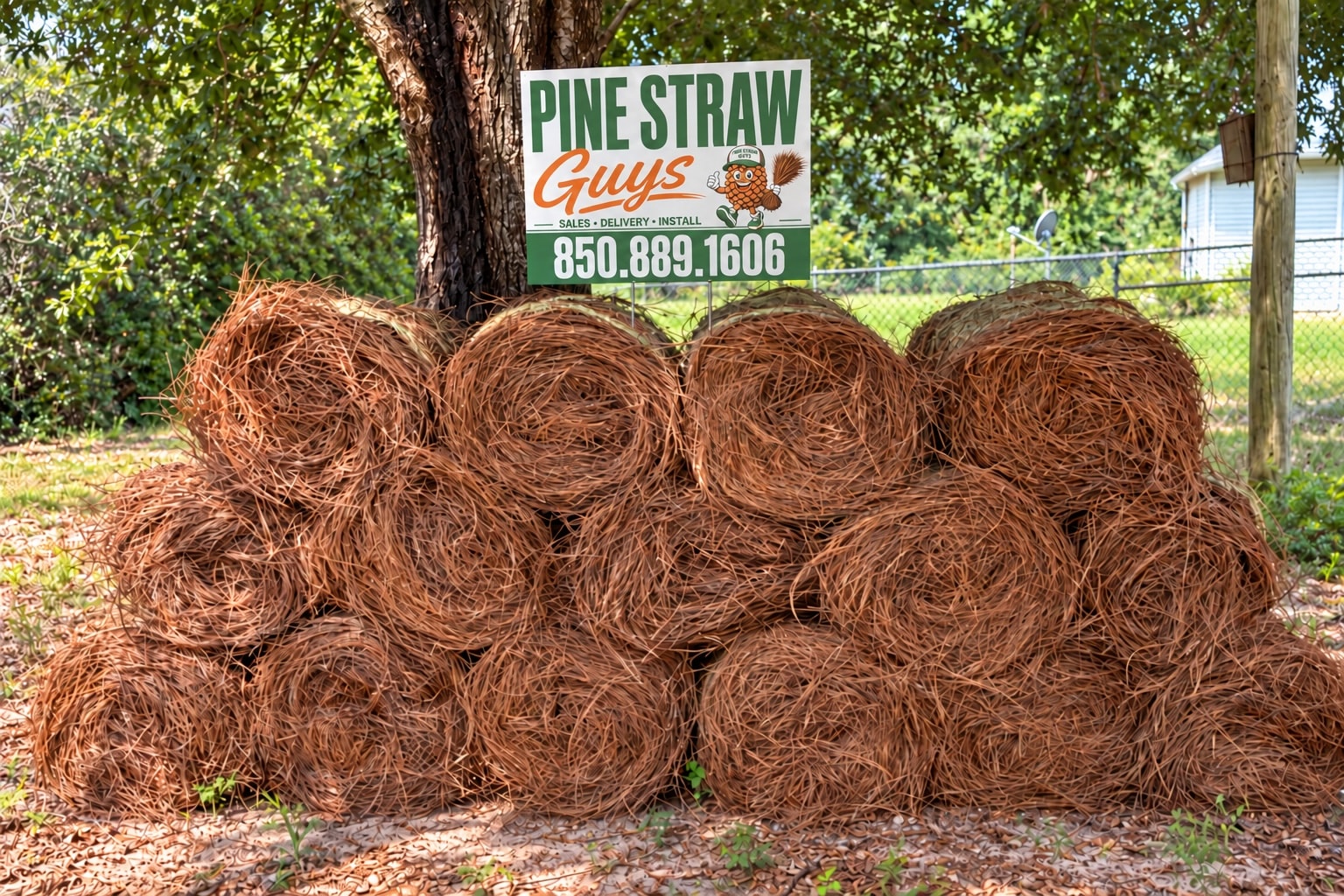Pine straw delivery truck